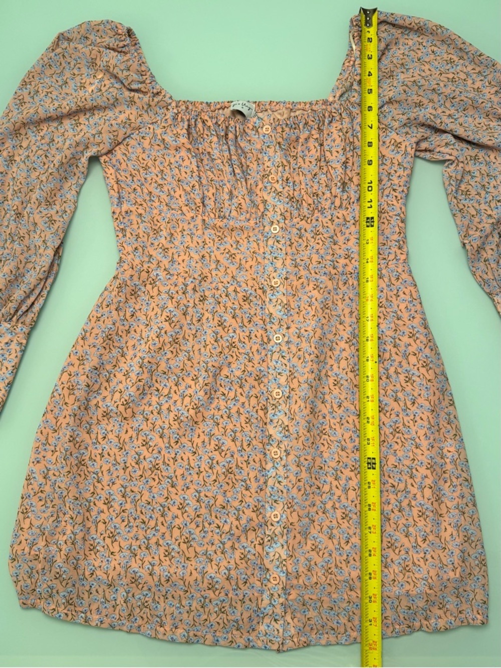 Princess Polly Pink Floral Mini Dress - Square Neck Buttons Cottagecore - US 6 - Picture 5 of 9